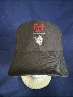 Pit Bull Energy Drink Hat Black Hook & Loop Closure 100% Acrylic